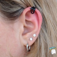 Сережка кафф Корона медичне золото Xuping Black фіаніти Без проколу